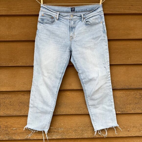 GAP Denim - Gap Girlfriend High Rise Light Blue Denim Ankle Crop Jeans Sz 8